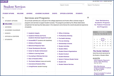 HUNTER COLLEGE WEB SITE